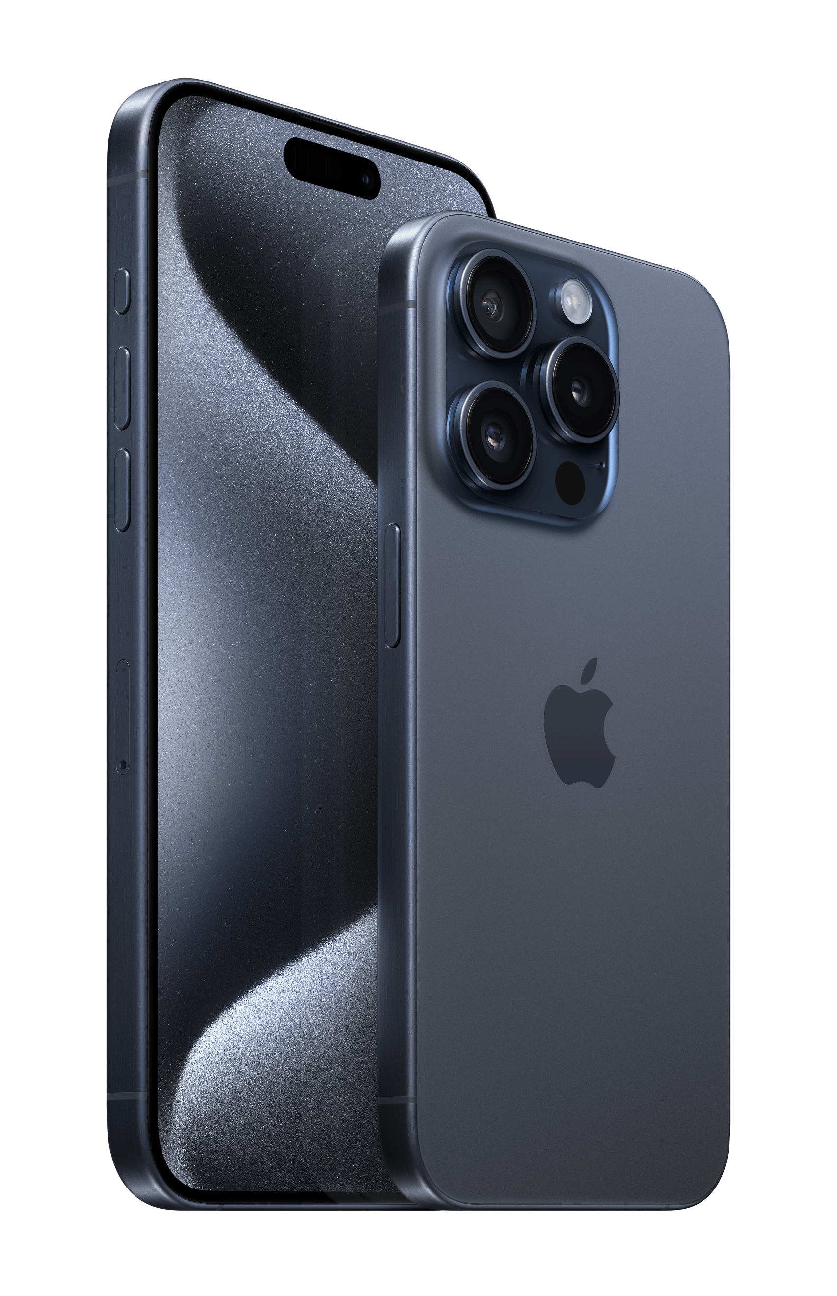 Apple iPhone 15 Pro Max zijkant titanium blauw